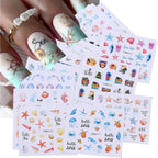 Ocean Nail Stickers Water Decals 24 PCS Marine Life Water Decals for Nails Jellyfish Seashell Turtle Starfish Design DIY Summer Nail Art Decoration Manicure Watermark Supplies for Women
