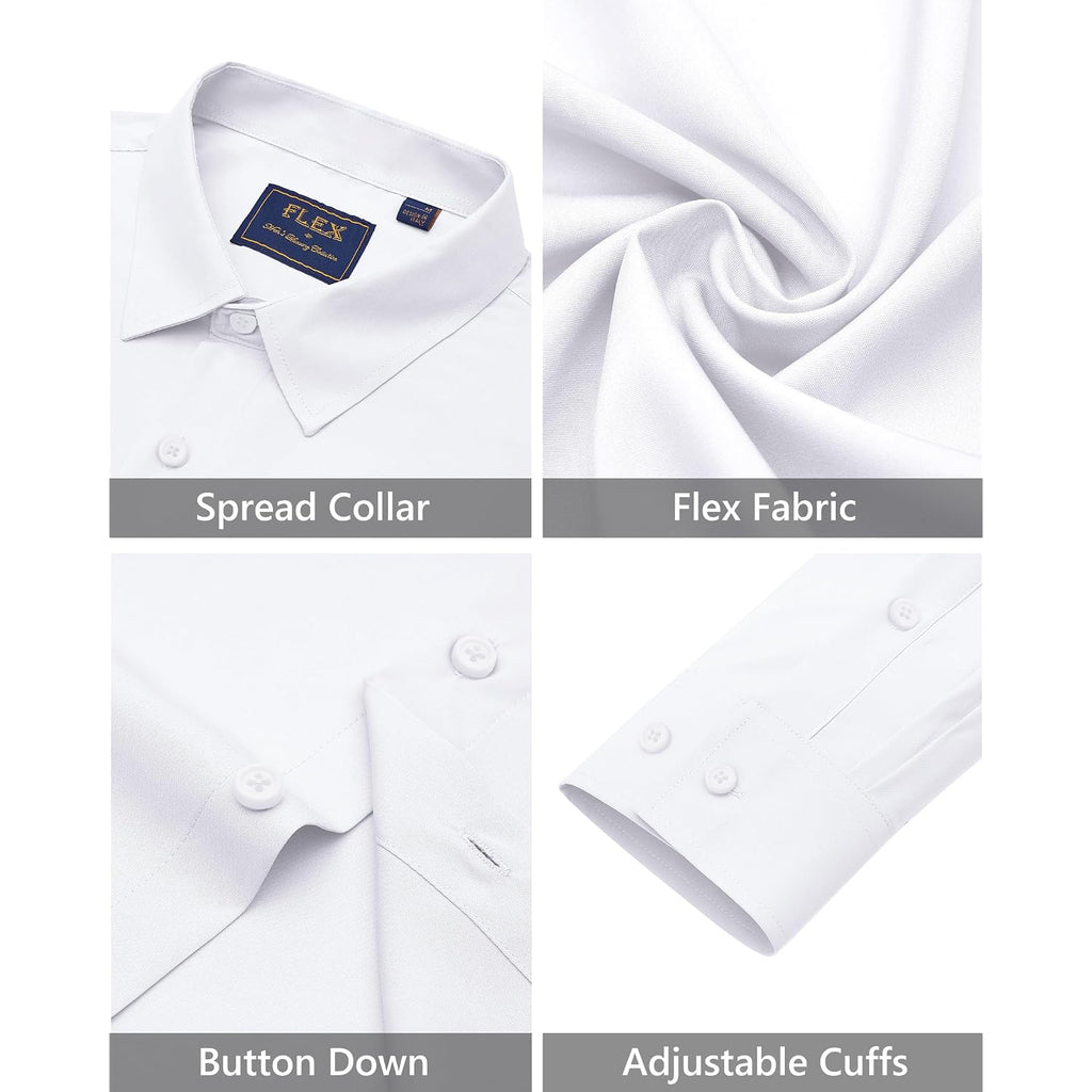 J.Ver Men'S Dress Shirts Stretch Long Sleeve Formal Shirt Solid Business Casual Button Down Shirts For Wedding Prom