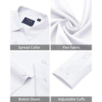 J.Ver Men'S Dress Shirts Stretch Long Sleeve Formal Shirt Solid Business Casual Button Down Shirts For Wedding Prom