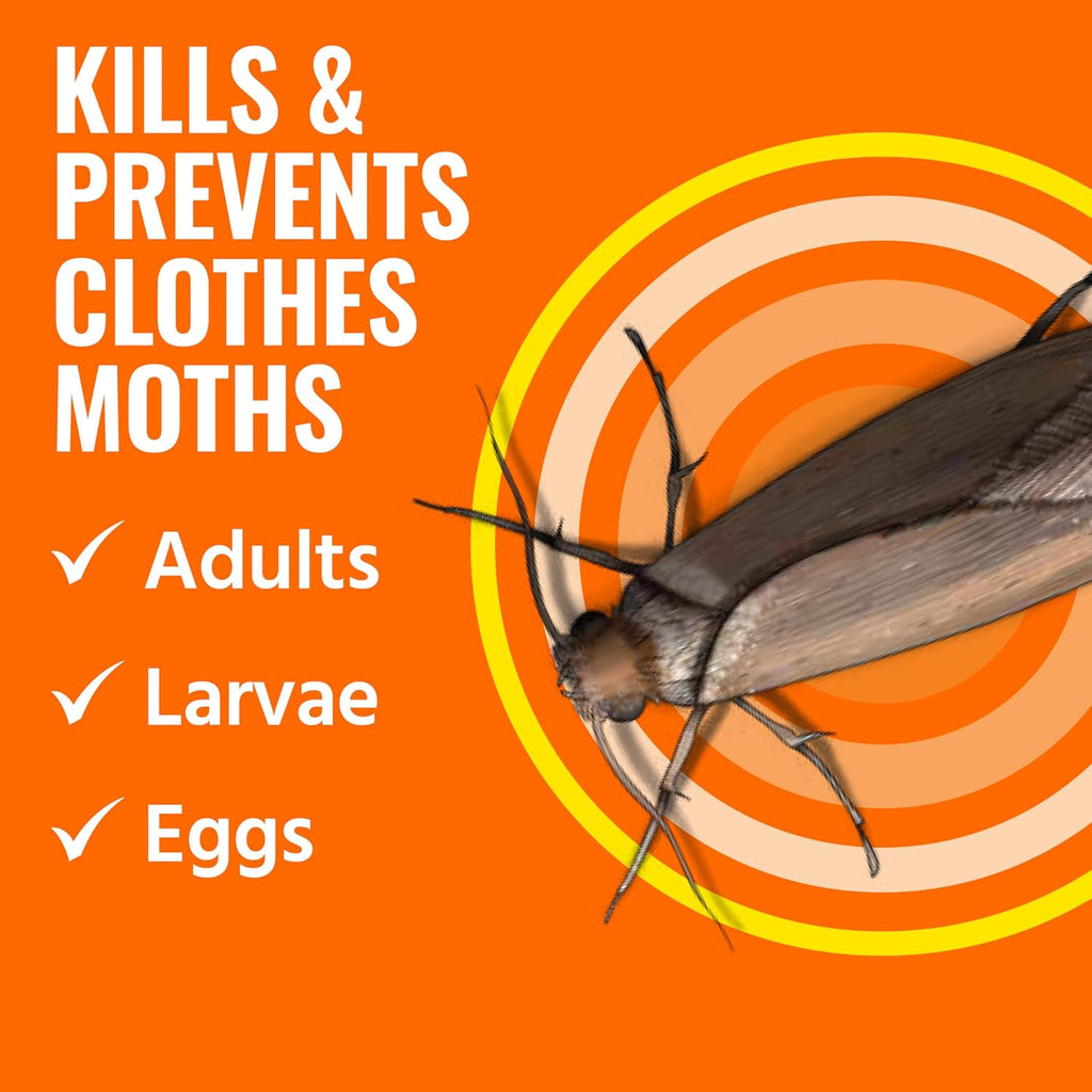 Terro Clothes Moth Killer, 3-Pack, Kills Adult Moths, Larvae & Eggs | Fast-Acting Odorless Formula, 24 Hour Protection For Closets Wardrobes Drawers Storage Areas, Treats 3 Standard Closets