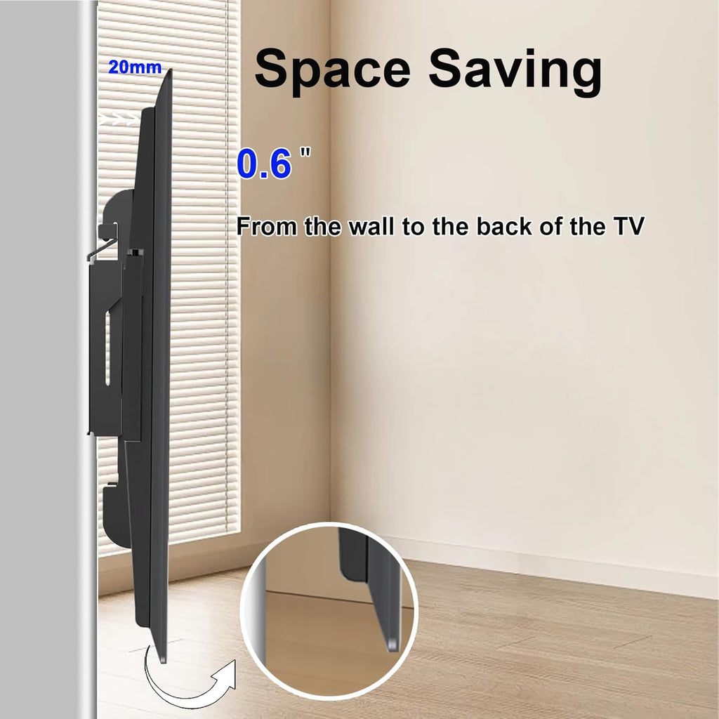 Fixed TV Wall Mount for 14-42" Flat Screen TVs, Small Wall Mount TV Bracket fit 19 24 28 32 35 39 40 inch, VESA Up to 200x200mm 55lbs Max Load, Easy Install Low Profile Monitor Mount Bracket