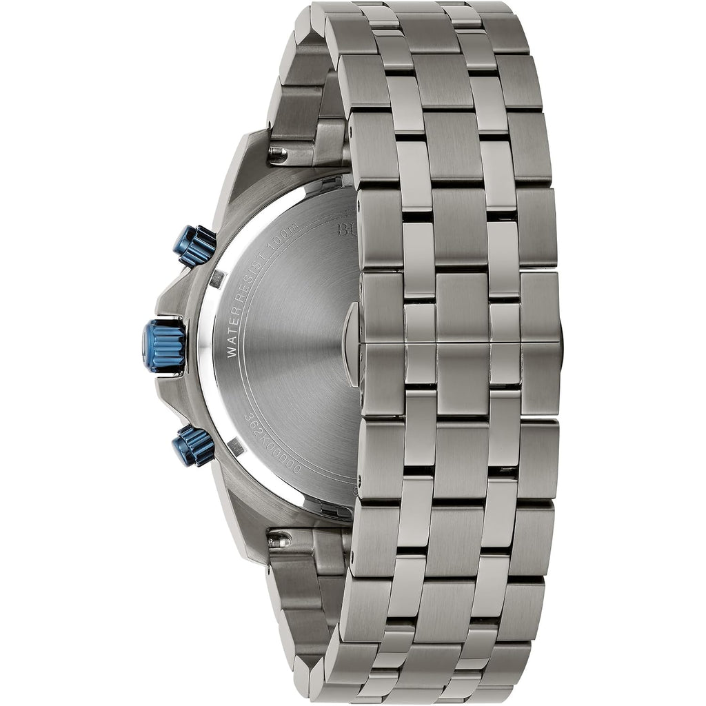 Bulova Men'S Marine Star 'Series A' Gray Ip Stainless Steel With Blue Accents Chronograph Quartz Watch, 4Mm Style: 98B411