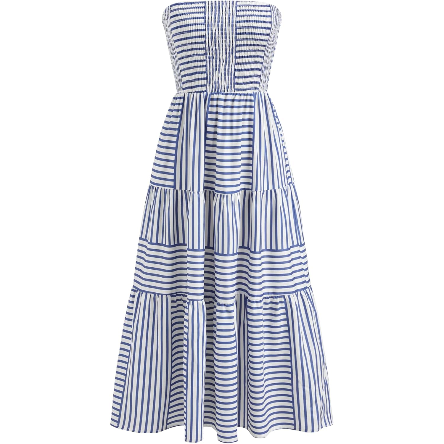 Cider Women'S Strapless Dress With Pockets Tube Striped Long Midi Dresses A Line Beach Vacation Casual Summer Outfits