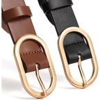 XZQTIVE 3 Pack Plus Size Women's Leather Belts for Jeans Pants Dress Fashion Gold Buckle Ladies Waist Belt