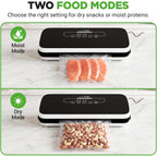 Nutrichef Automatic Vacuum Air Sealing System For Food Preservation With Starter Kit, Compact Design, Lab Tested, Dry & Moist Food Modes With Led Indicator Lights, Black