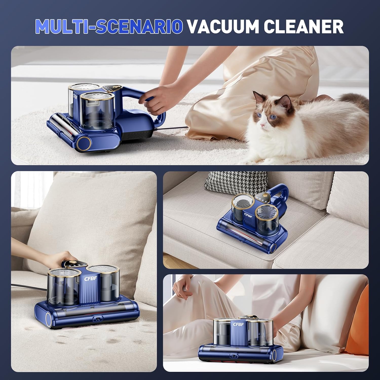 Cfbf Mattress Bed Vacuum Cleaner With 16Kpa Suction & 253.7Nm Uv-C Light