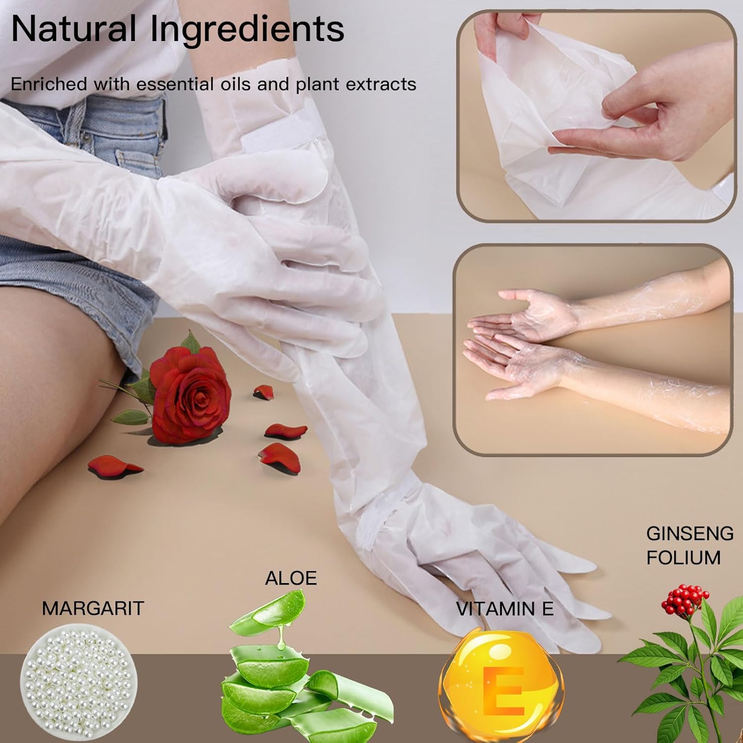 Pumei Hydrating Hand Mask - 3 Pairs Long-Length Hand Masks Moisturizing Gloves with Avocado Oil and Shea Butter for Dry Rough Skin Hand Moisturizer Gloves for Women & Men