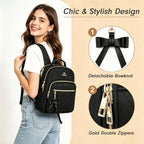 MATEIN Mini Backpack for Women, Waterproof Stylish Daypack Purse Shoulder Bag, Lightweight Small Casual Daily Travel Backpack Mochilas Para Mujer, Lady Girls Gifts for Work School, 2pcs Sets, Black