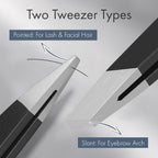 Tweezers for Women Facial Hair, Slant & Point Tip 2 Pack Eyebrow Tweezers for Men, Professional Tweezer Set Stainless Steel Precision Tweezers for Eyebrows, Splinter, Ingrown Hair Removal