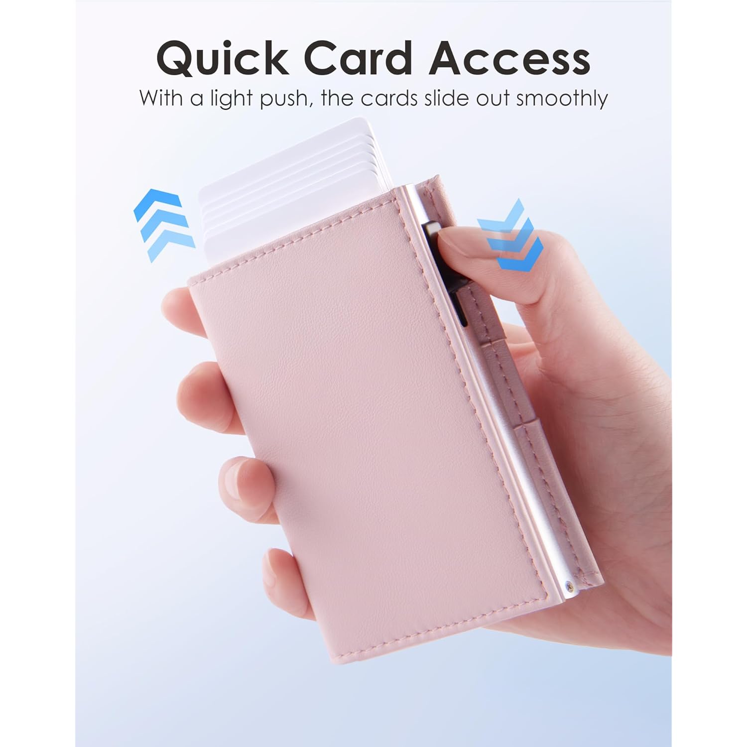 QLD RFID Wallet Women - Small Slim Trifold Wallet Anti-Theft Pop up Card Holder, Minimalist, Ultra Thin, Front Pocket, Premium Leather, 9-11 Cards Capacity | ID Window | Cash Slot