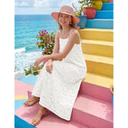 Merokeety Women'S Summer Spaghetti Straps Sundress 2026 Casual Sleeveless Floral Lace Eyelet Boho Beach Maxi Dress