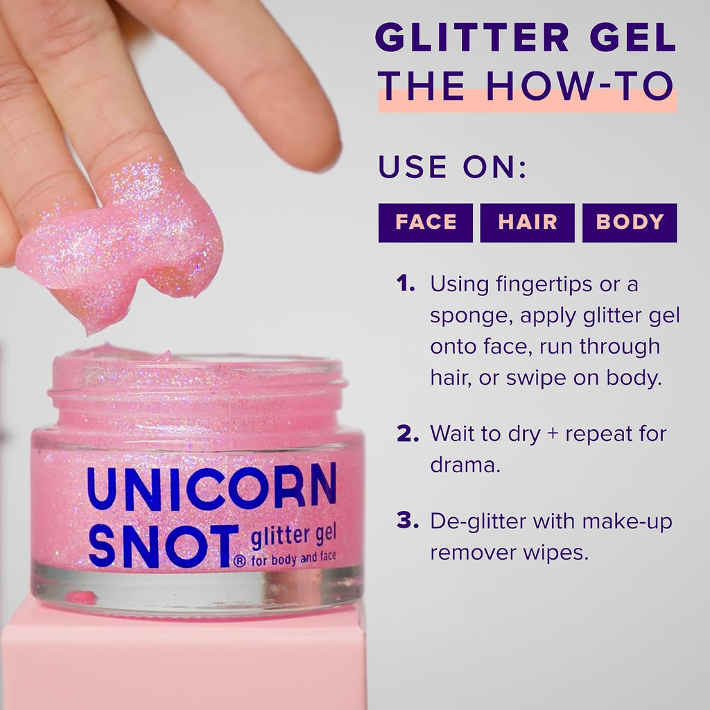 Unicorn Snot Holographic Face Glitter & Body Glitter Gel | Hair Glitter, Vegan & Cruelty Free, 1.7 Oz Pink Glitter (Flamingo)