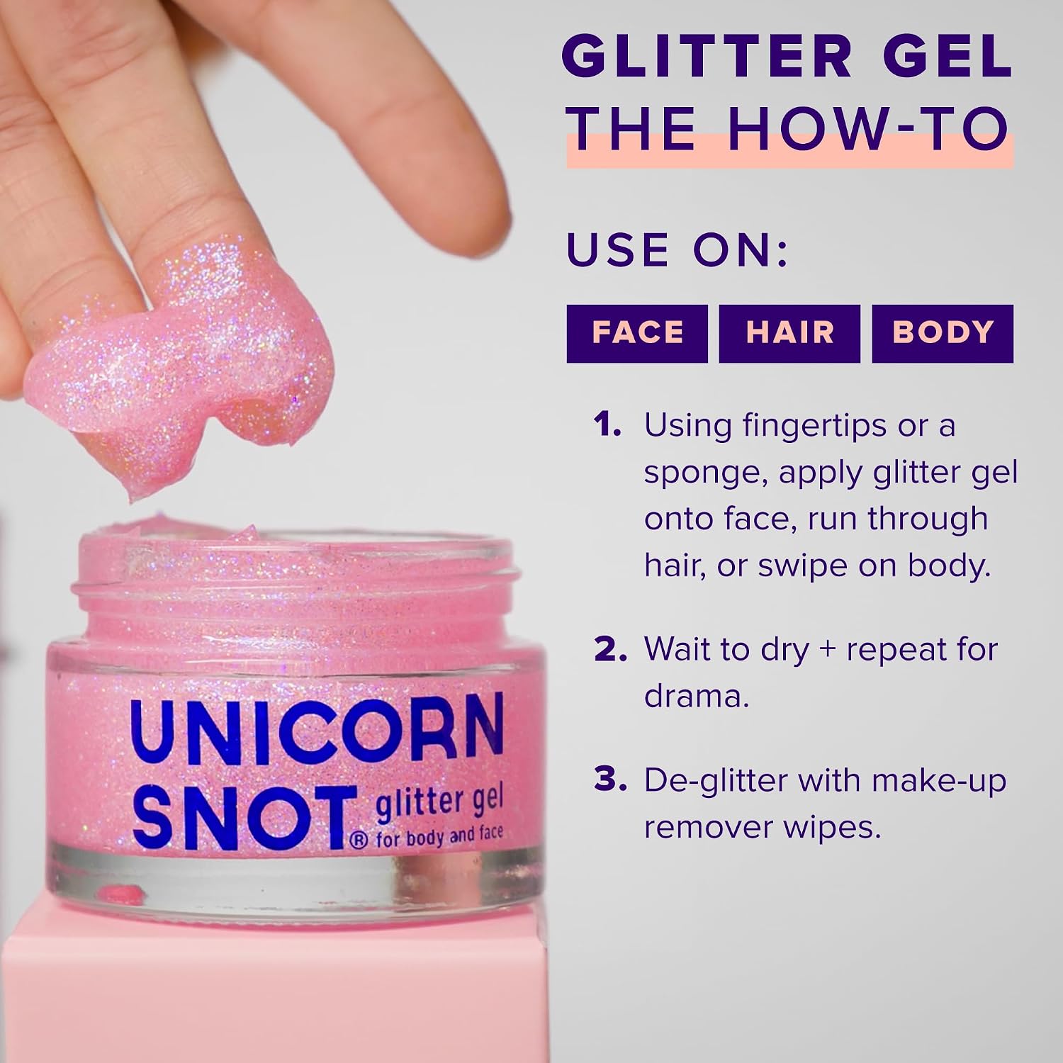 Unicorn Snot Holographic Face Glitter & Body Glitter Gel | Hair Glitter, Vegan & Cruelty Free, 1.7 Oz Pink Glitter (Flamingo)