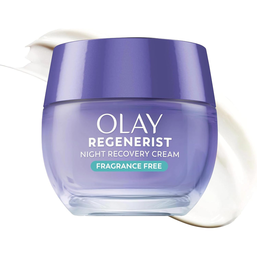 Olay Night Cream For Face, Anti-Aging Face Moisturizer For Women - Fragrance-Free Skin Care, Anti-Wrinkle, Exfoliate, Smooths Texture - Triple Collagen Cream, Niacinamide, Pro-Vitamin B5, 1.7Oz