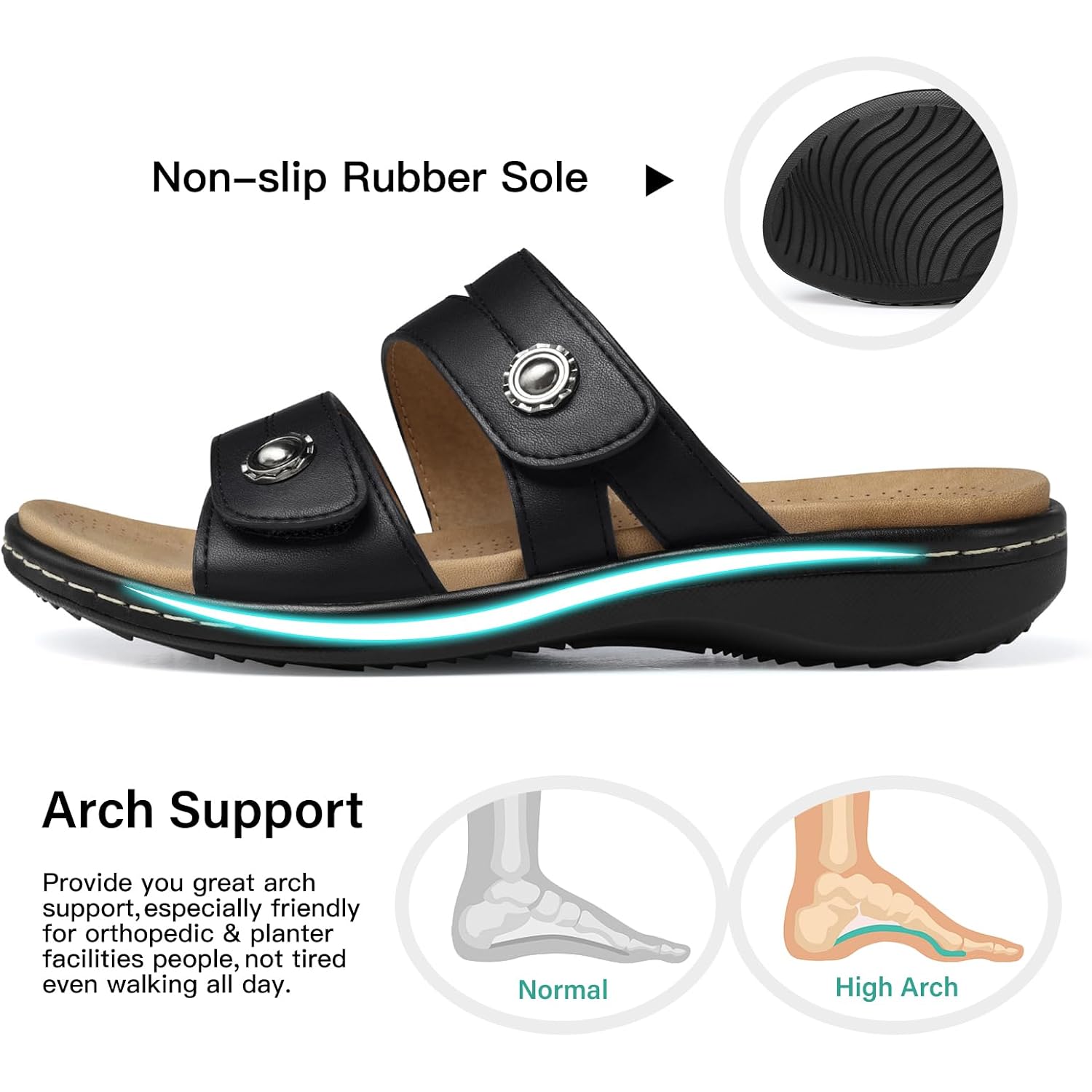 Shibever Flat Sandals Women Dressy: Non Slip, Arch Support, Orthopedic, Plantar Fasciitis Comfortable Walking Sandal