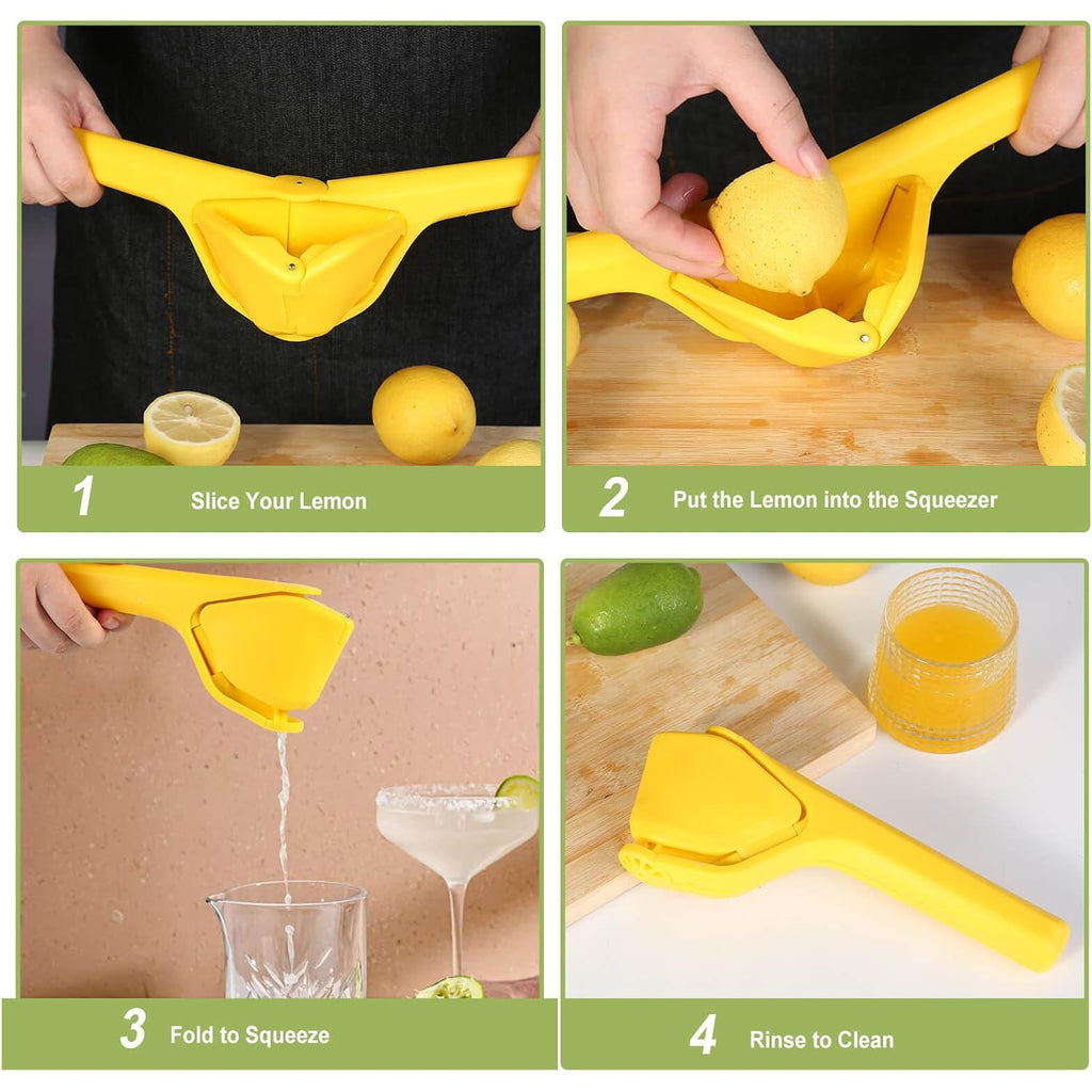 Lemon Squeezer, Effortless Manual Flat Lime Juicer Hand Press | Easy To Make Juice From Lemon, Lime, Citrus, Orange, Fruits, Folds Design For Saving Space Storage