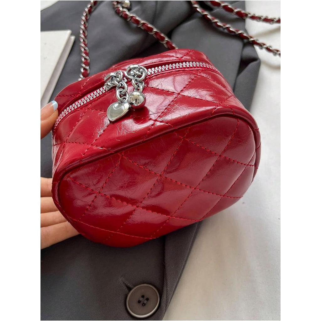 Women'S Quilted Zipper Crossbody Handbags Y2K Top Handle Small Bucket Bags Designer Satchel Purses