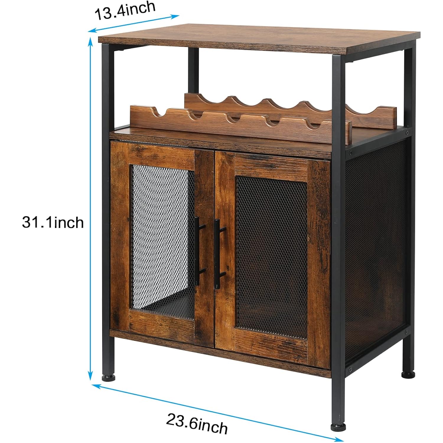 X-Cosrack Wine Bar Rack Cabinet With Detachable Wine Rack, Coffee Barwith Glass Holder, Small Sideboard And Buffet Cabinet With Mesh Door, Rustic Brown(Patent Pending)