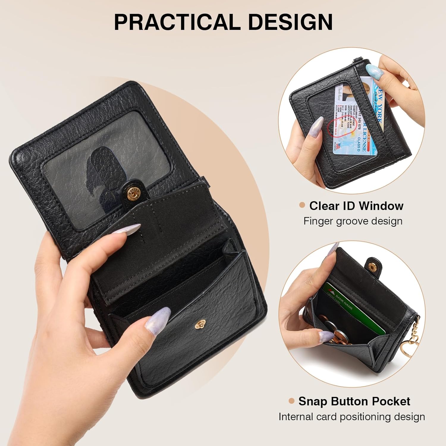Marvolia Small Wallet for Women Compact Wallet Soft Vegan Leather Bifold Card Holder Ladies Wristlet