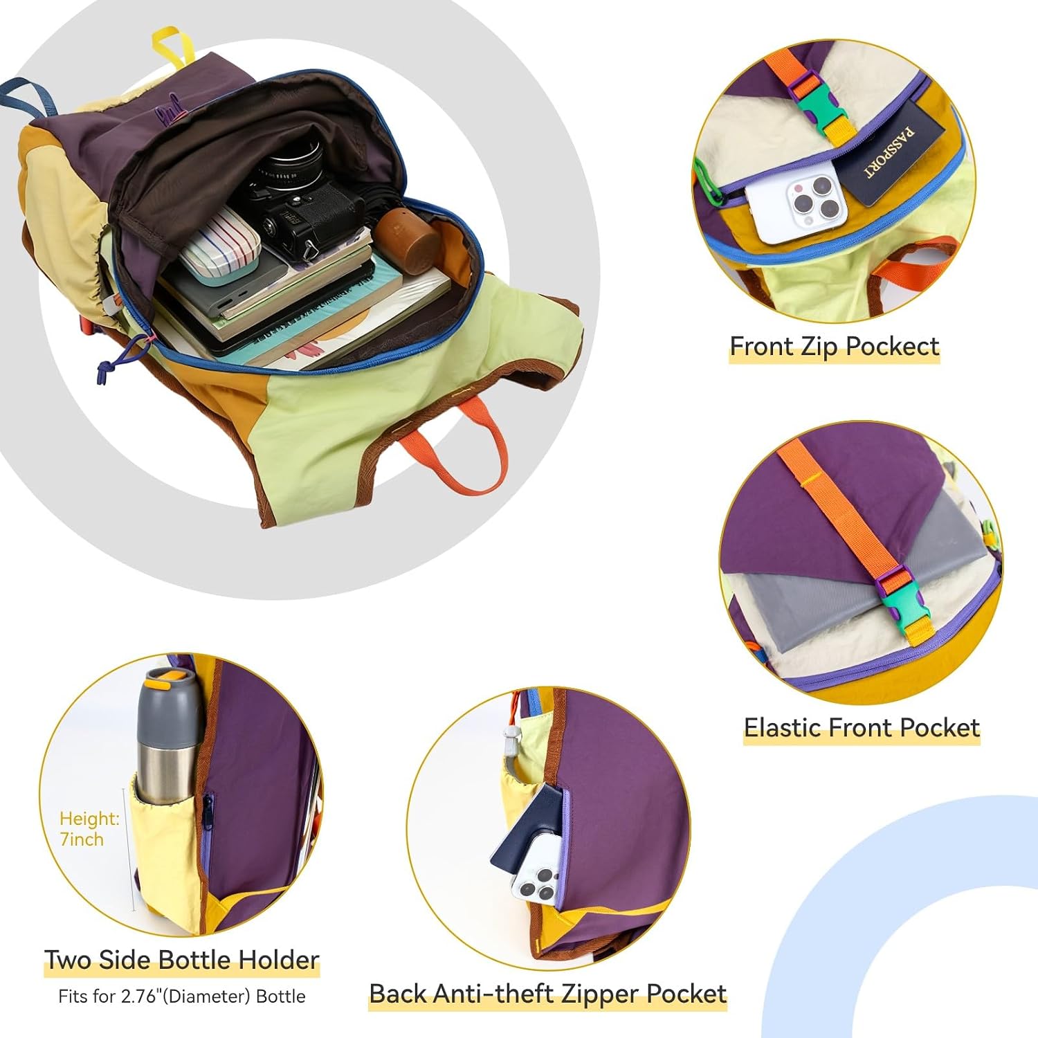 15L Small Hiking Backpack Travel Daypack Colorful Lightweight Packable Foldable Casual Backpack For Women Men