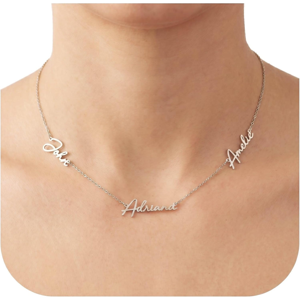 9K 14K Solid Gold Personalized Multi Name Necklace for Women - 1 to 6 Custom Names, 14-24 Inch, Handmade in USA - Galaxy Gold