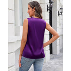 Zeagoo Silk Satin Tank Tops For Women V Neck Business Work Blouses Summer Dressy Casual Sleeveless Shirts