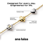 Ana Luisa Gold Bracelets for Women - Sterling Silver, 14K Gold Plated Dainty Chain with Pearl, Heart & Flower, Cuff Bracelet Styles for Daily Wear - Hypoallergenic, Water-Resistant, Tarnish-Free