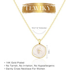 Tewiky Cross Necklace for Women-Dainty Simple 14k Gold Plated Cross Pendant Cute Necklaces for Women Jewelry