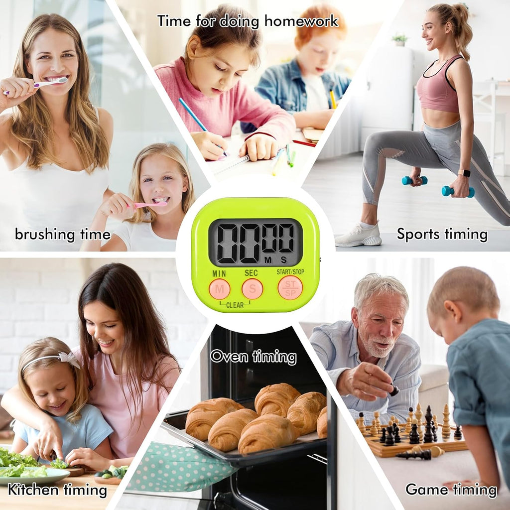6 Pack Multi-Function Electronic Timer, Learning Management, Suitable For Kitchen, Study, Work, Exercise Training, Outdoor Activities(Not Including Battery)