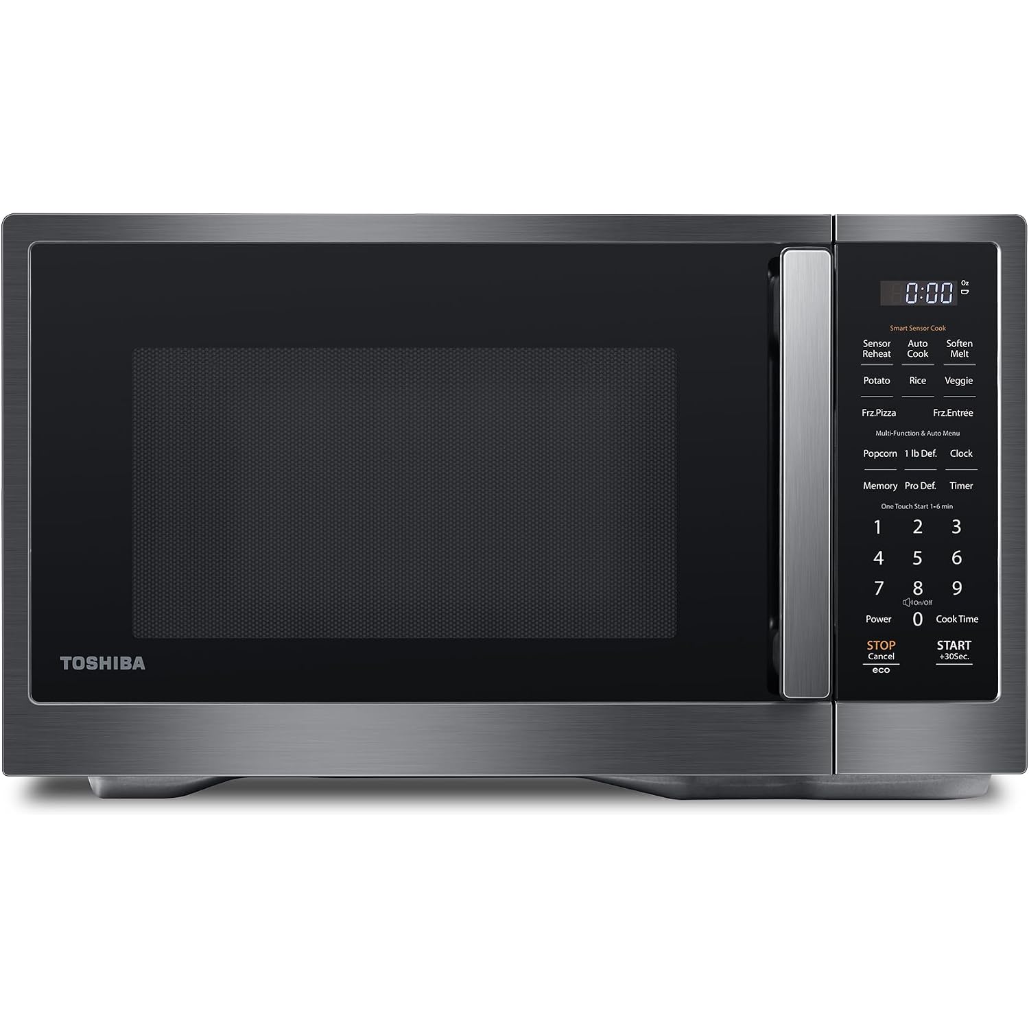 Toshiba Ml4-Em12Pa(Bs) Countertop Microwave Oven With Stylish Design As Kitchen Essentials, Smart Sensor, 13 Auto Menus&Mute Function, 1.2 Cu Ft With 12.4" Turntable, 1000W, Black Stainless Steel