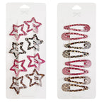 Metal Snap Hair Clips,8 Pairs Hair Barrettes For Women - Star & Water Drop Hair Barrettes, Non-Slip Y2K Accessories For Thin Thick Hair,Pink And Brown Leopard Print