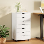 Sweetcrispy 7 Drawer Rolling Storage Cabinet With Wheels, Wood Organizer | Fits Under Desk Dresser Chest For Home Office, Bedroom, Small Place, Living Room White