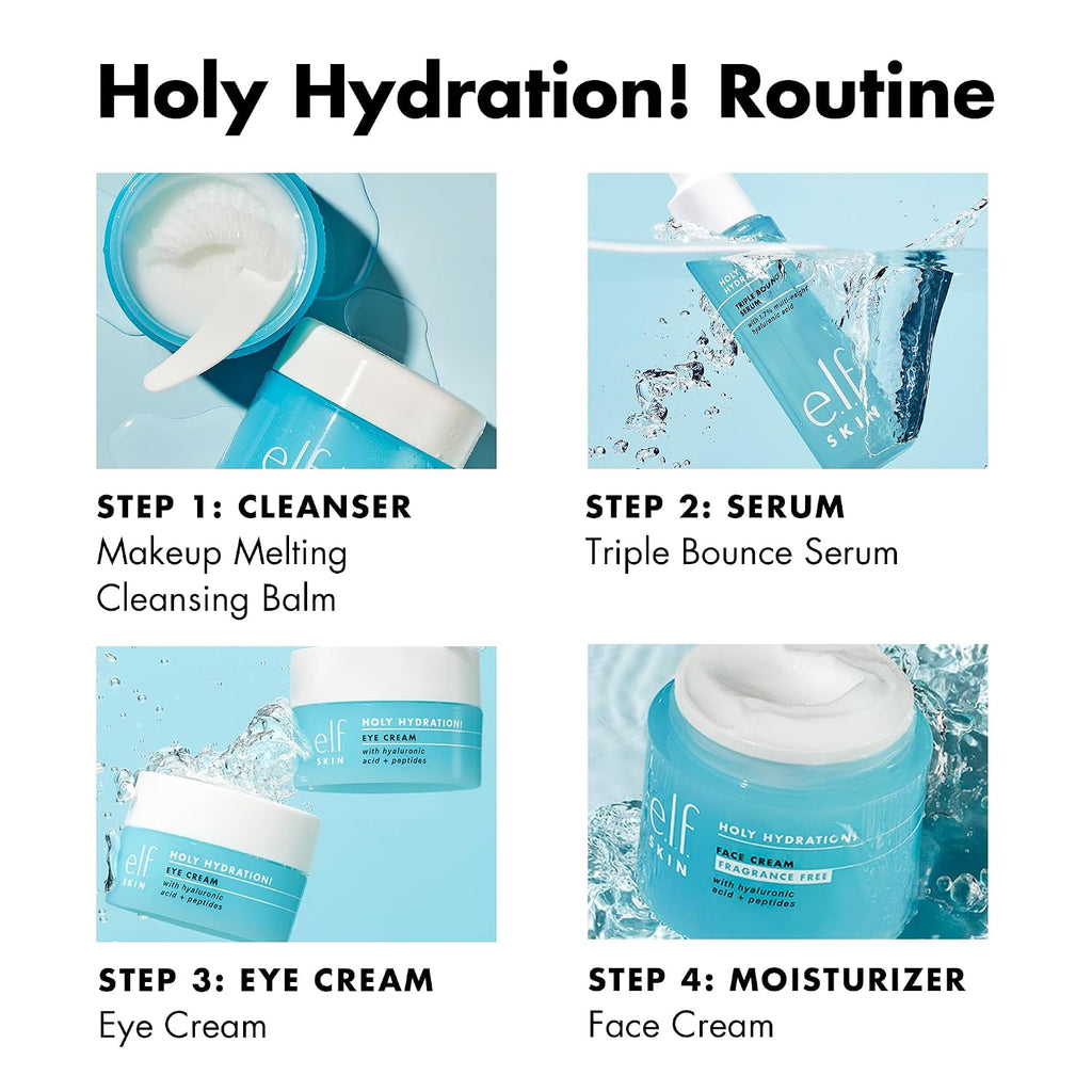 E.L.F. Skin Holy Hydration! Triple Bounce Serum, 1.7% Hyaluronic Acid Serum For Plump, Bouncy Skin, Moisturizing & Hydrating, Vegan & Cruelty-Free