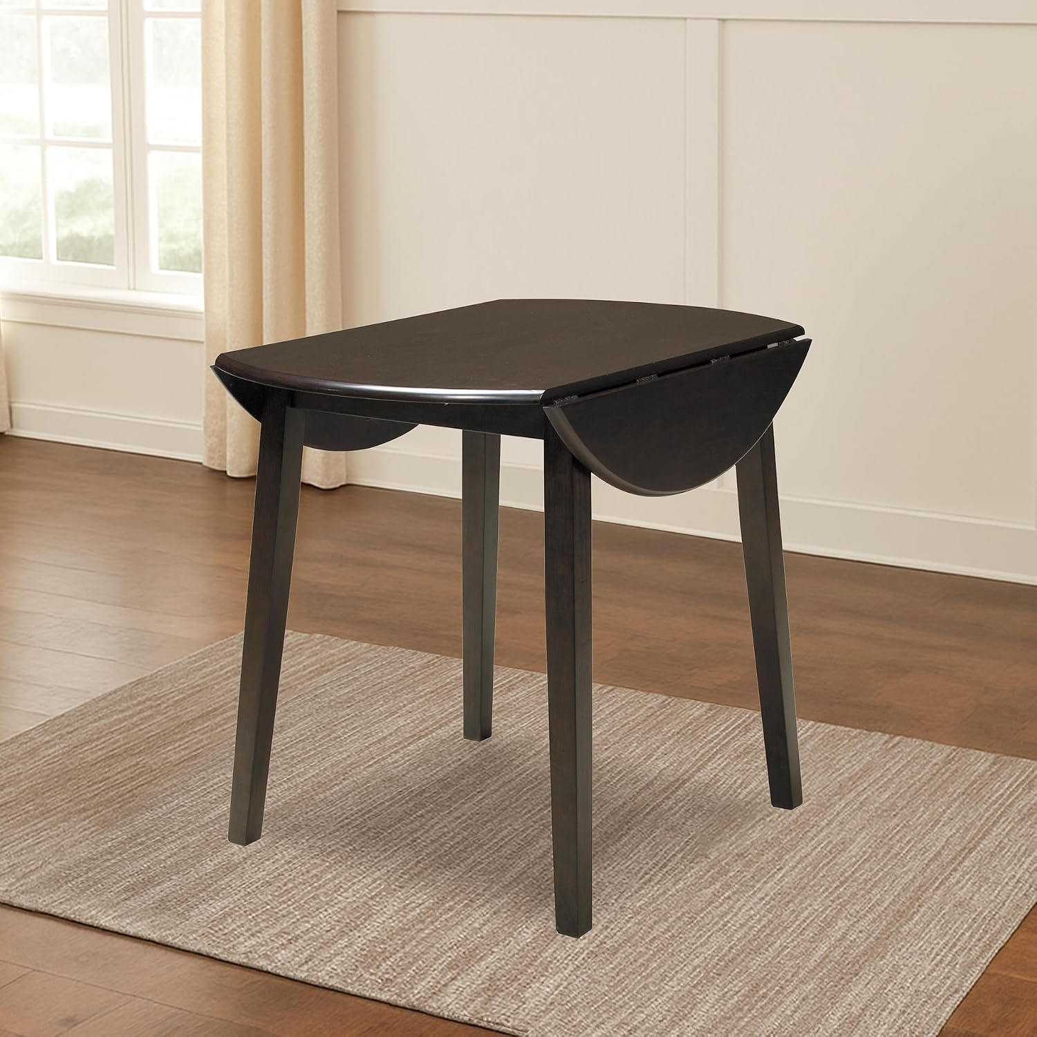 Signature Design By Ashley Hammis Round Dining Room Drop Leaf Table, Seats Up To 4, Hinged Drop Leaves, Wood, 36.38" W X 36.38" D X 29.88" H, Dark Brown