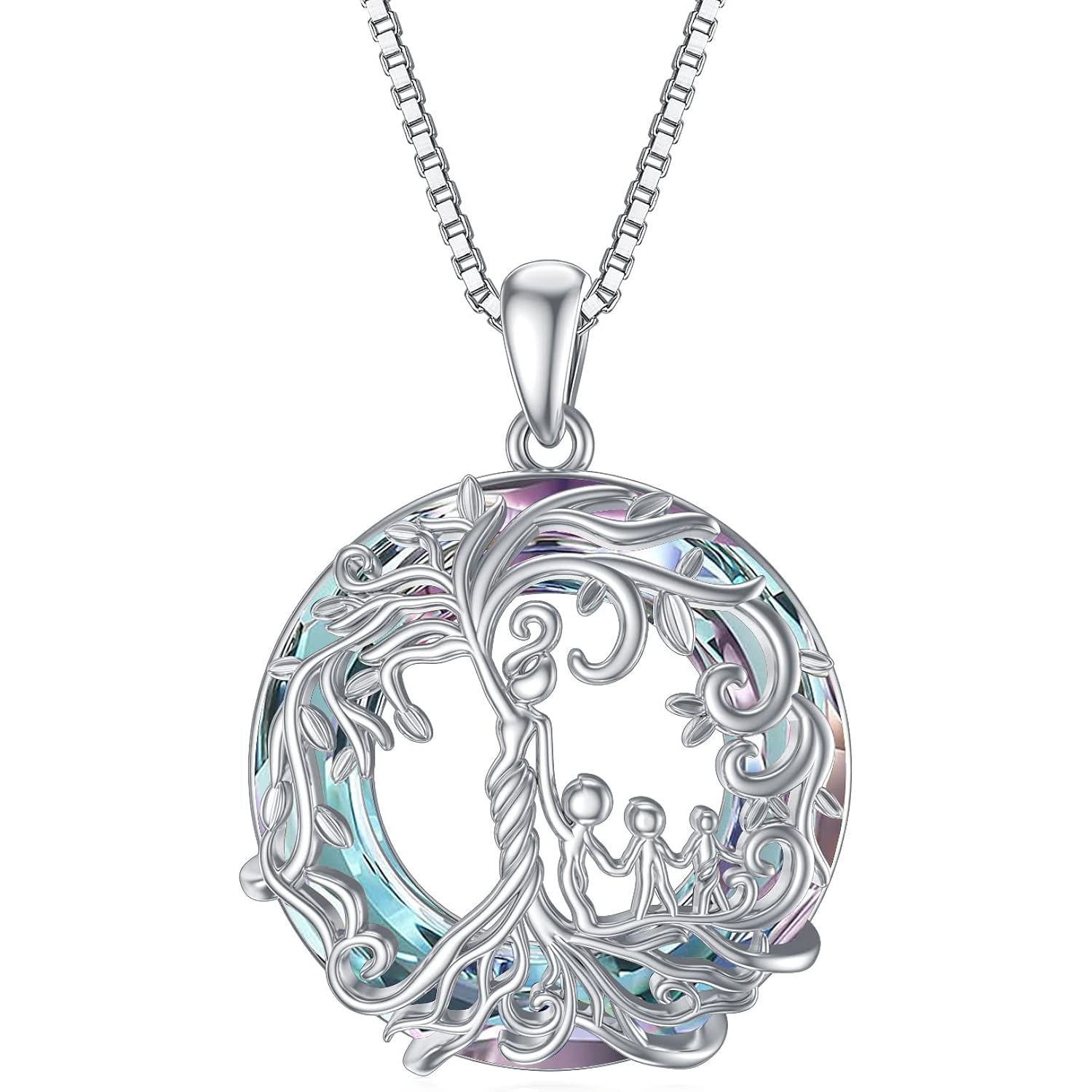 TOUPOP Mothers Gifts for Mom, Mother and Daughter/Son Necklace Sterling Silver Tree of Life Pendant with Austrian Crystal Jewelry Birthday Gifts for Women