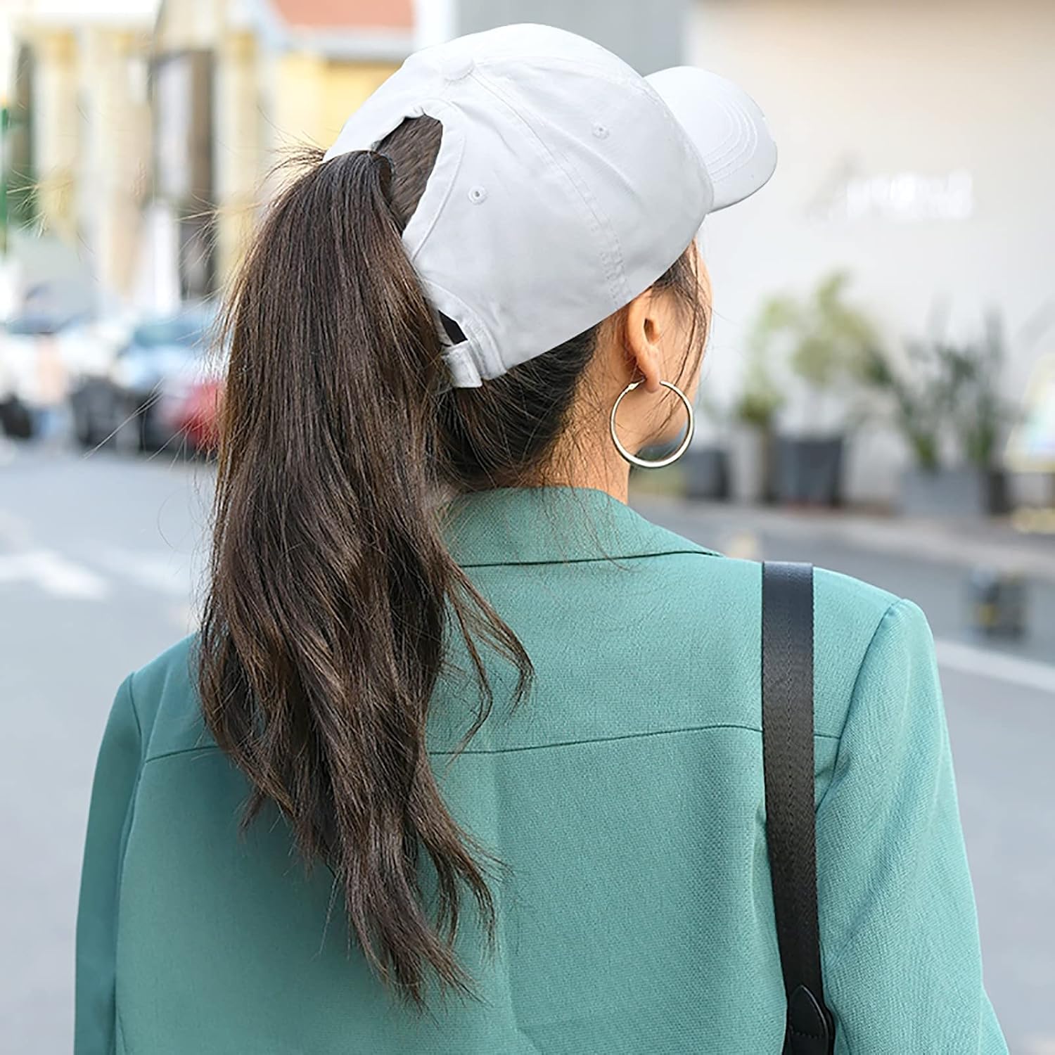 Women Distressed High Bun Ponycaps Baseball-Hat Girls Cotton Ponytail Baseball-Cap Adjustable