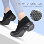 Hkr Women'S Walking Shoes Arch Support Non Slip Work Shoes Breathable Knit Upper Lightweight For Plantar Fasciitis
