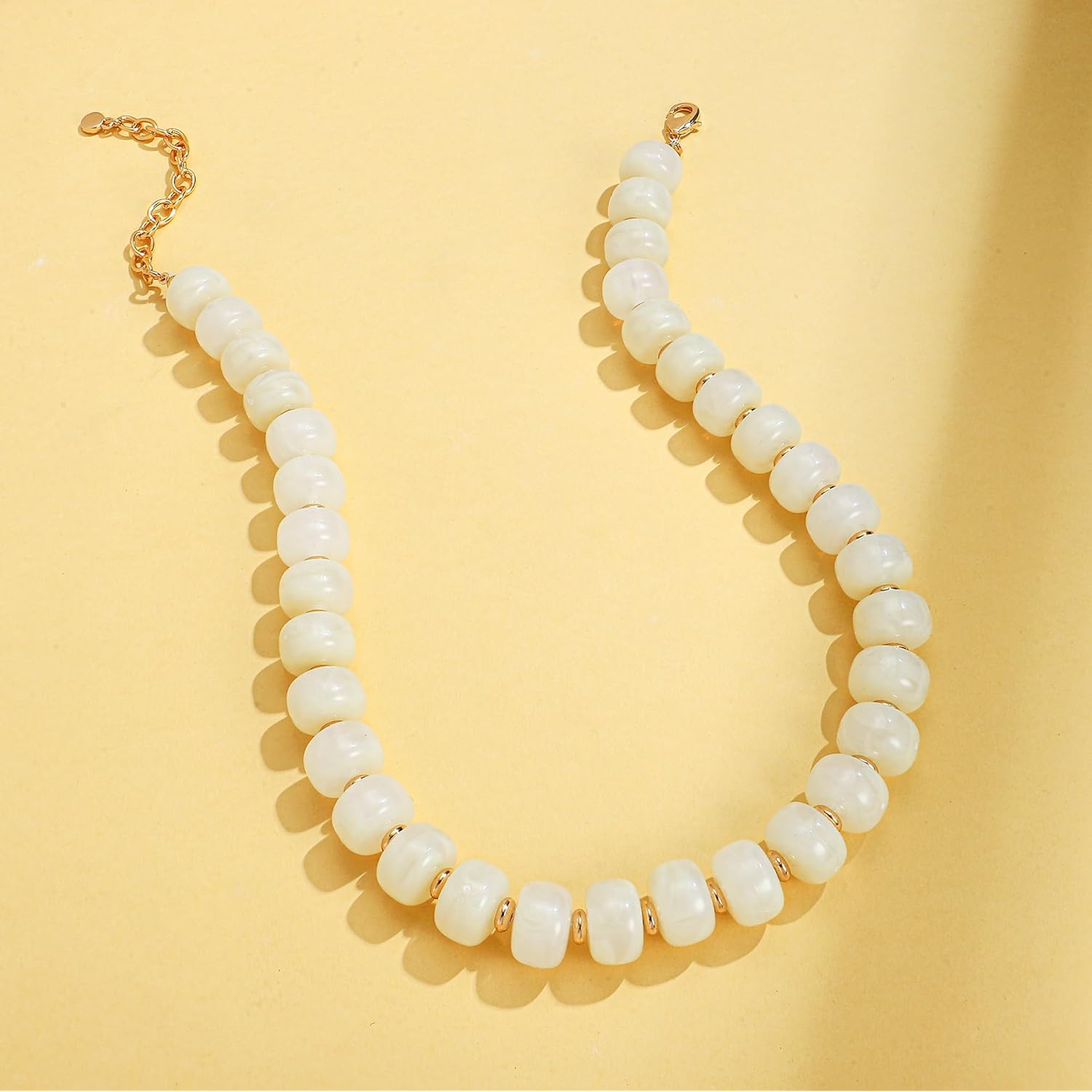 LILIE&WHITE Mothers Day Gifts for Mom Daughter Resin Chunky Beaded Necklace for Women Minimalistic Modern Statement Necklace Jewelry Accessories Birthday Gift for Women