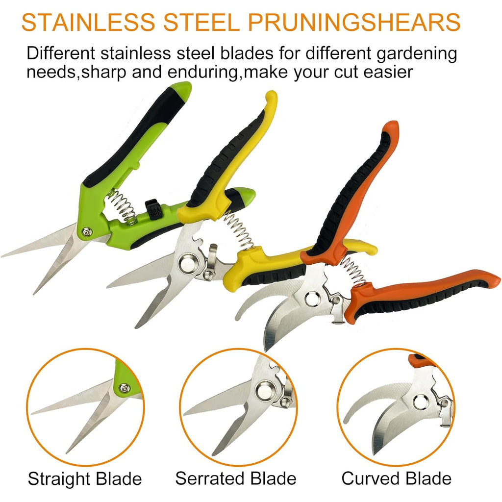 Pruning Shears, 5 Pack Garden Shears With Gardening Gloves, Clippers Handheld, Stainless Steel Garden Snips, Lengnoyp Pruners For Gardening
