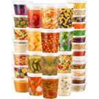 Deli Containers With Lids 48 Sets, 32/16/8 Oz X 16 Set Each, Bpa Free & Airtight Plastic Food Containers With Lids For Soup And Takeout Meal Prep Storage, Freezer, Microwave & Dishwasher Safe