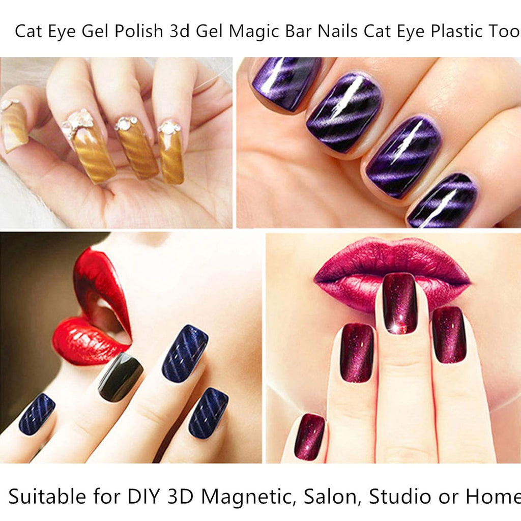 Magnet Nail Art Polish Tool Set, Cat Eye Gel Polish 3D Gel Cat Eye Plastic Tool-Suitable for DIY 3d Magnetic, Salon, Studio or Home 8 Piece