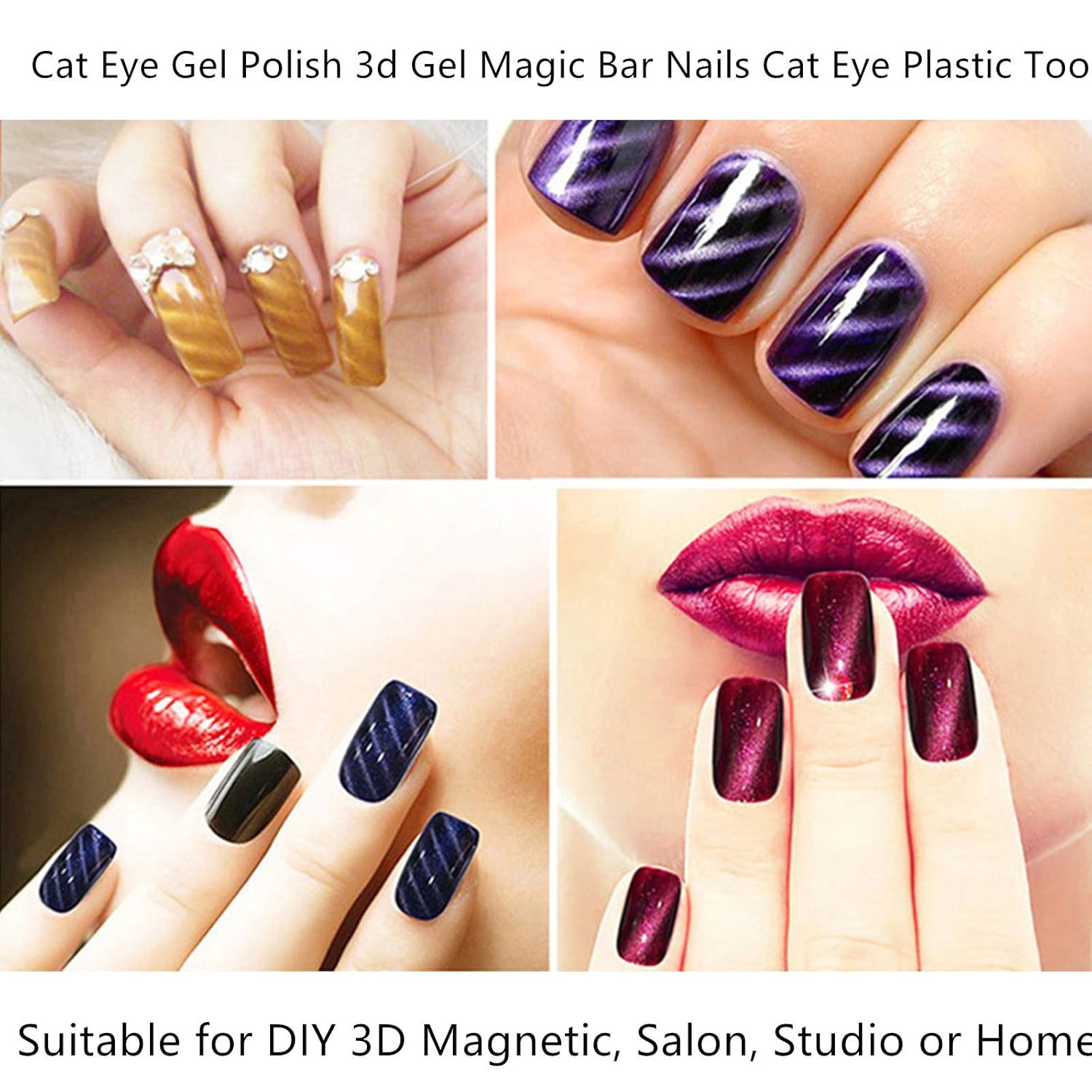 Magnet Nail Art Polish Tool Set, Cat Eye Gel Polish 3D Gel Cat Eye Plastic Tool-Suitable for DIY 3d Magnetic, Salon, Studio or Home 8 Piece
