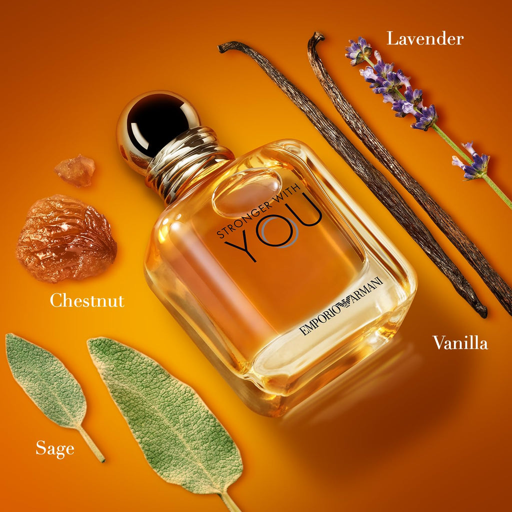 Armani Beauty - Stronger With You - Eau de Toilette - Cologne for Men - Warm Spicy Fragrance - Chestnut, Lavender, Tender Sage, Vanilla Notes