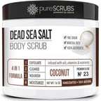 Premium Coconut Body Scrub Set, Exfoliating Dead Sea Salt Scrub | Ultra Skin Smoothing, Deeply Moisturizing Body Exfoliator, Shower Scrub For Rough, Dry Skin, Includes Loofah, Spoon & Soap
