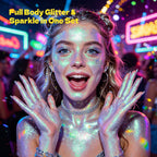 Sam Sugar Body Glitter Stick And Face Glitter Gel, Gel Nail Strips Chunky Glitter For Face, Body, Nails, No Lamp Needed, Long Lasting Sparkle Makeup For Party Festival(Rainbow 01#)