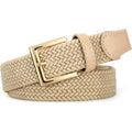 JASGOOD Women Braided Woven Elastic Belt Golf Casual Stretch Belt with Gold Buckle for Ladies Jeans Pants