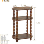 Small Narrow Side Table, 3-Tier Narrow End Table With Storage, Skinny Side Table Nightstand For Small Space, Bedrooms, Living Room (Rustic Brown)
