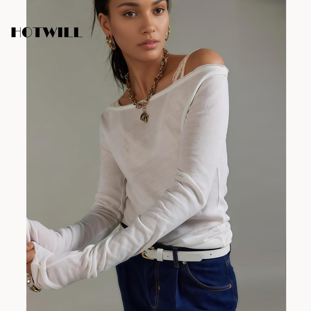 HOTWILL 4 Pack Women Skinny Belts for Jeans Dress Thin Waist Belt for Ladies with Gold Buckle 0.55" Width