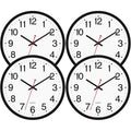 Foxtop 4 Pack Multi-Time Zone Black Wall Clock, 12 Inch Silent Non Ticking Quartz Battery Operated Round Classic Analog Wall Clock For Classroom School Office Living Room Bedroom Home