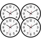 Foxtop 4 Pack Multi-Time Zone Black Wall Clock, 12 Inch Silent Non Ticking Quartz Battery Operated Round Classic Analog Wall Clock For Classroom School Office Living Room Bedroom Home